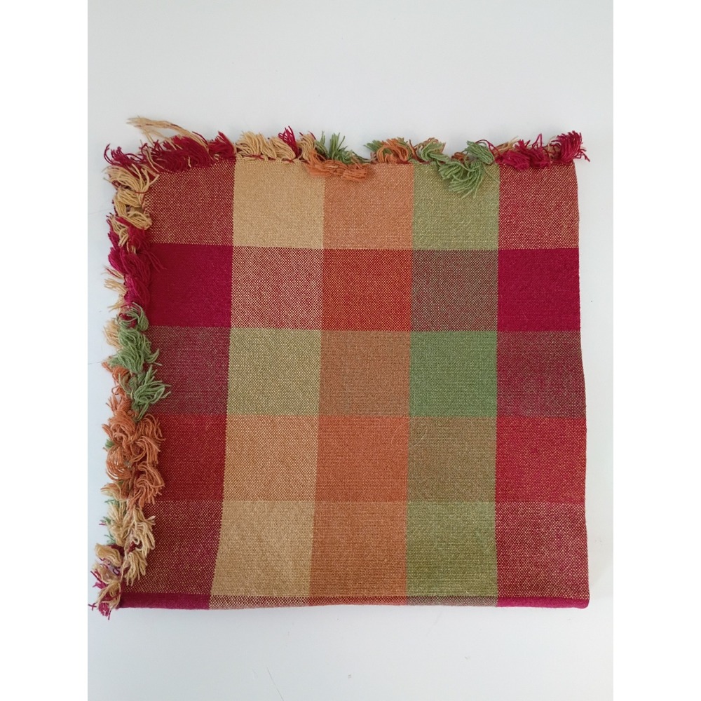 Multi Color Plaid Woven Cotton Napkin Fringed Edge Buffalo Check Table Linen